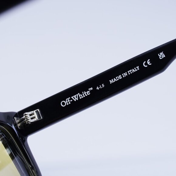 Off-White OERI130 CLIP ON2 1018 Sunglasses Black Rectangle Frame, Yellow Lenses - Picture 10 of 11